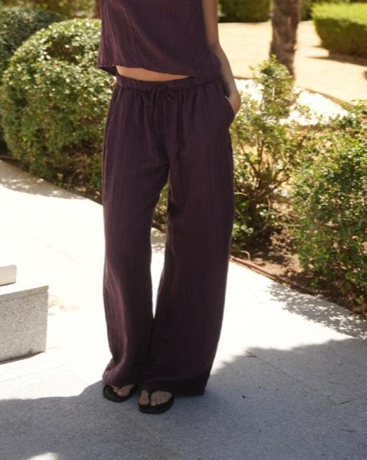 PANTALÓN RAYA DIPLOMÁTICA MALVA - ONCE28