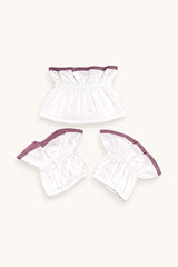 CUELLO Y PUÑOS BLANCO BORDE GRANATE - ONCE28