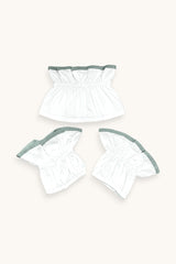 CUELLO Y PUÑOS BLANCO BORDE VERDE - ONCE28