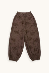 PANTALÓN BOMBACHO BORDADO MARRÓN - ONCE28