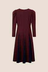 VESTIDO HOMBROS ABULLONADOS GRANATE - ONCE28