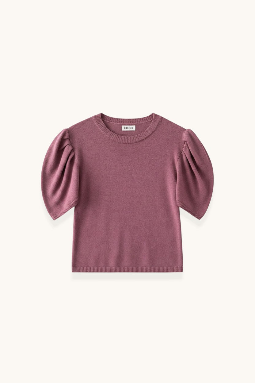 CAMISETA MANGA ABULLONADA ROSA - ONCE28
