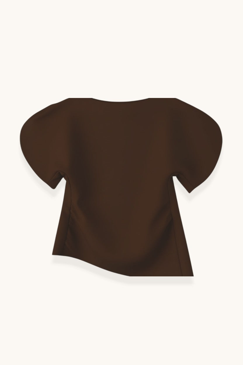 CAMISETA ASIMÉTRICA MARRÓN - ONCE28