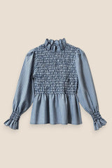 BLUSA RAYAS FRUNCE AZUL - ONCE28