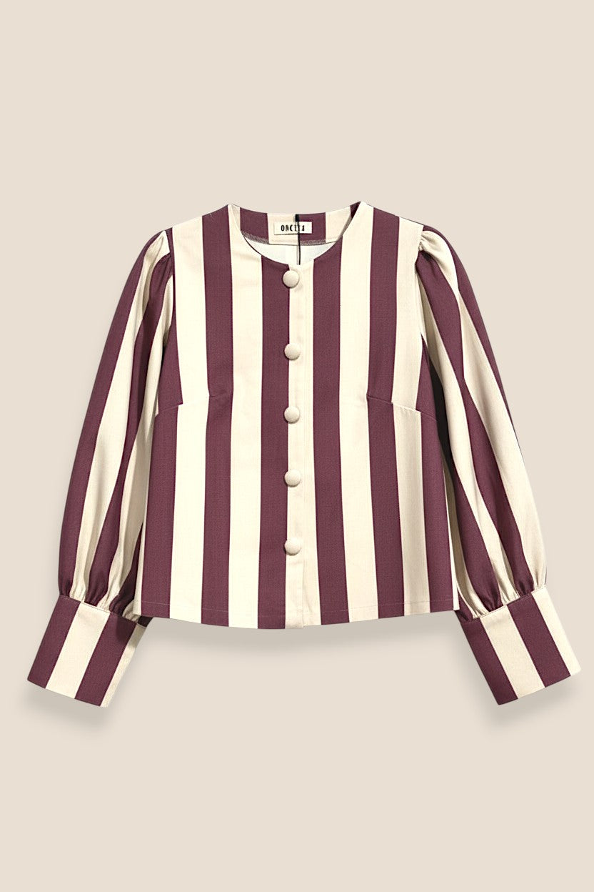 CAMISA RAYAS BERENJENA - ONCE28