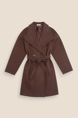 ABRIGO PAÑO CINTURÓN MARRÓN - ONCE28