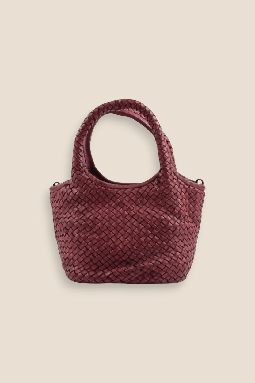 BOLSO TRENZADO PEQUEÑO GRANATE - ONCE28