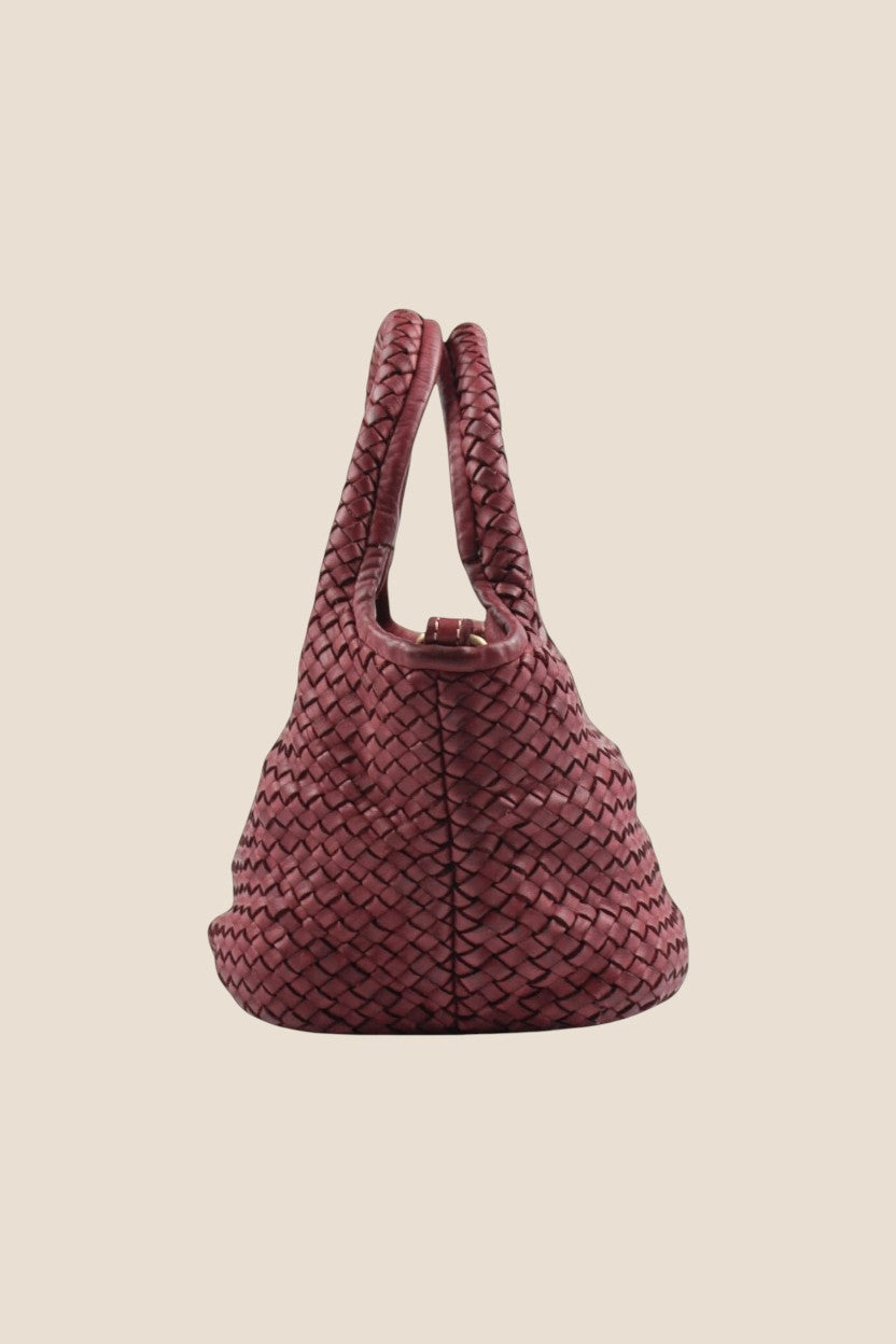 BOLSO TRENZADO PEQUEÑO GRANATE - ONCE28