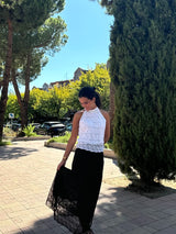 FALDA BORDADA MARRÓN   - ONCE28