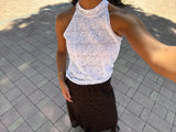 FALDA BORDADA MARRÓN   - ONCE28