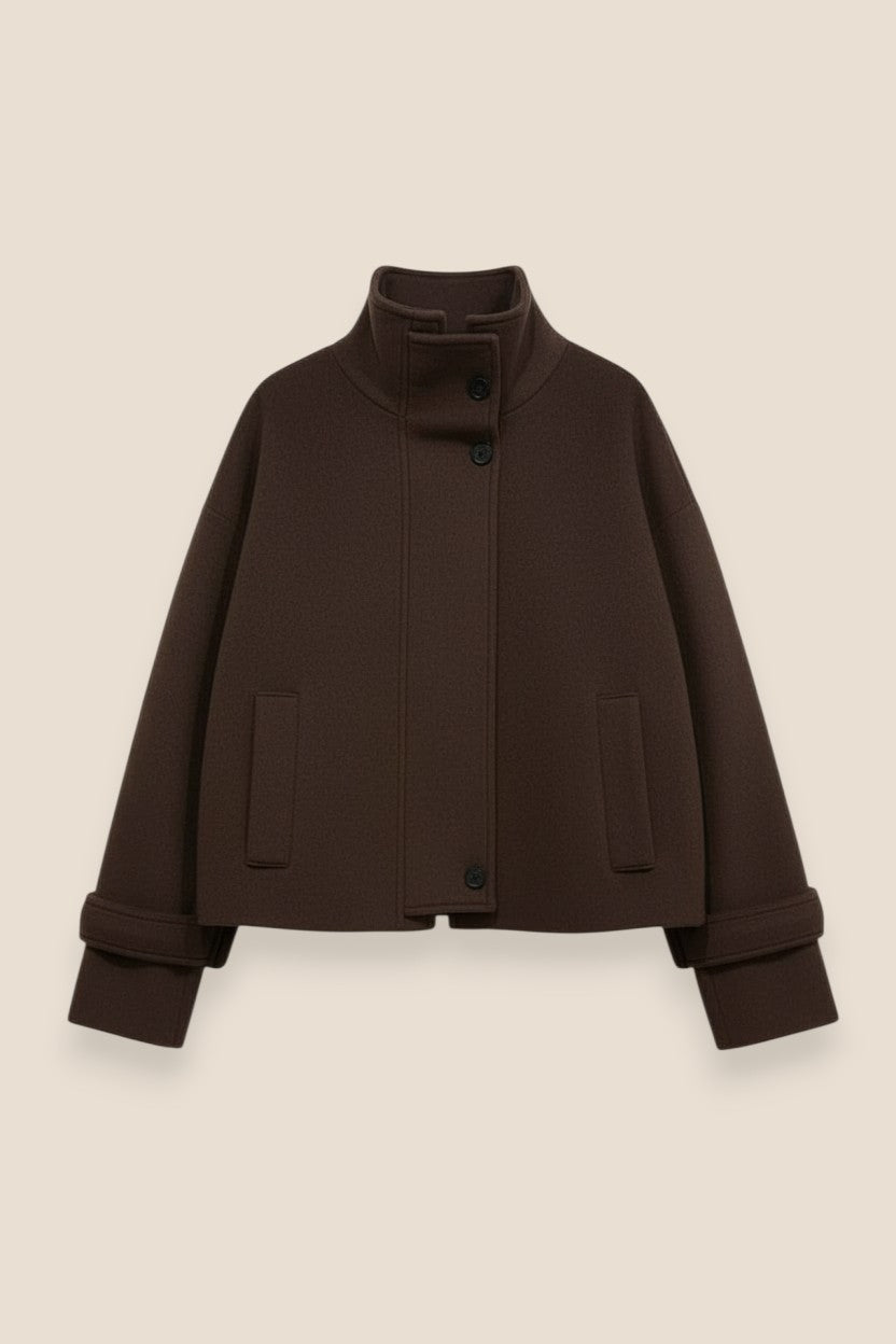 CHAQUETA PAÑO CUELLO MARRÓN - ONCE28