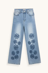 PANTALÓN FLORES AZUL - ONCE28