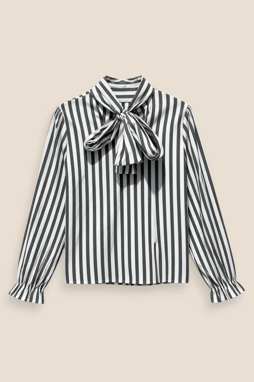 BLUSA RAYAS LAZO VERDE - ONCE28