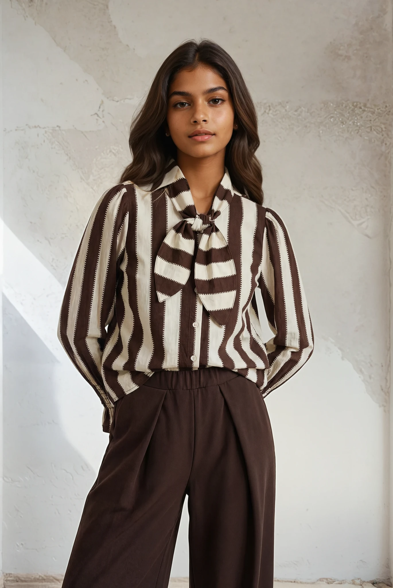 BLUSA LAZO RAYAS MARRÓN - ONCE28