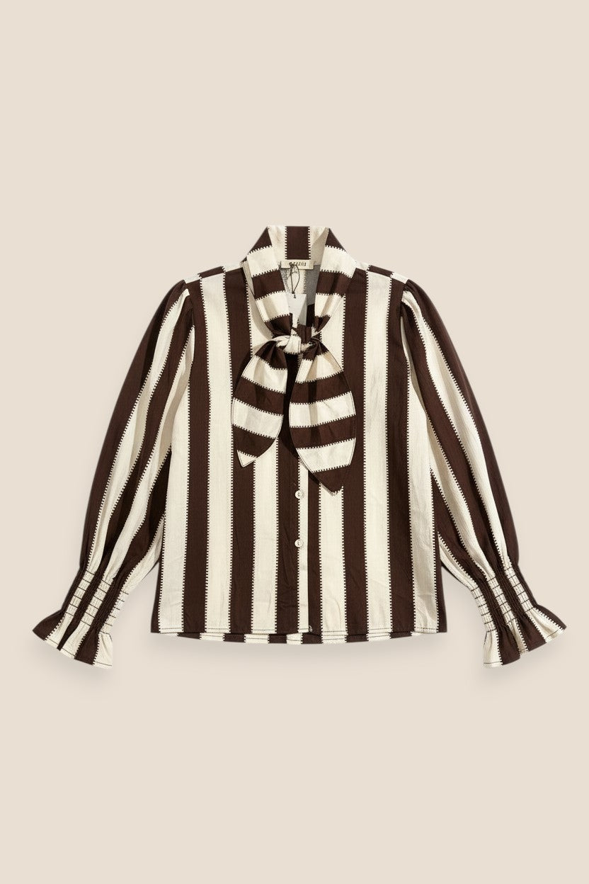 BLUSA LAZO RAYAS MARRÓN - ONCE28