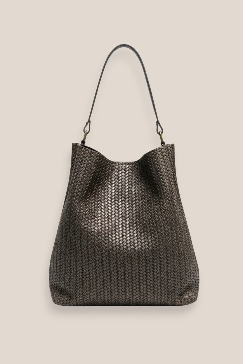 SHOPPER TRENZADO PIEL MARRÓN - ONCE28