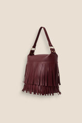 BOLSO PIEL FLECOS GRANATE - ONCE28