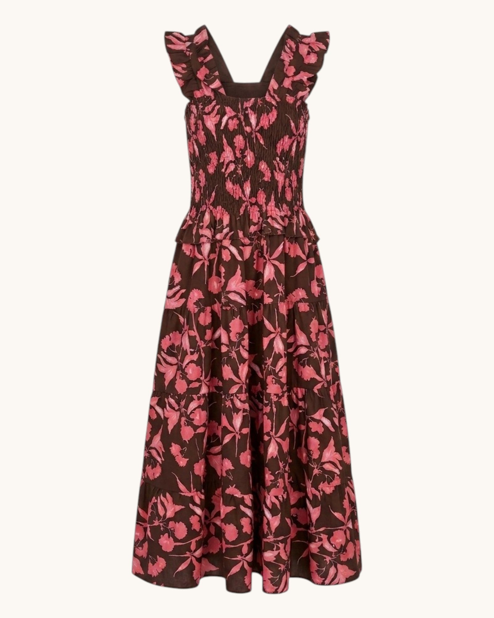 VESTIDO MARRON FLORES - ONCE28