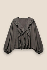 BLUSA VOLANTES MARRÓN - ONCE28