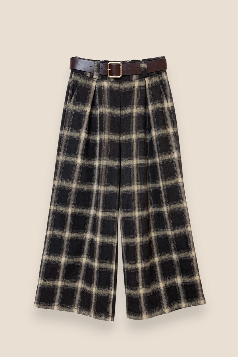 PANTALÓN CUADROS CINTURÓN GRIS - ONCE28